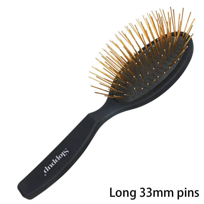 Pet Grooming Detangler Pin Dog Brush for Shedding & Removing Loose Fur, Lightweight with Gold Plated Pins for short Long Hair