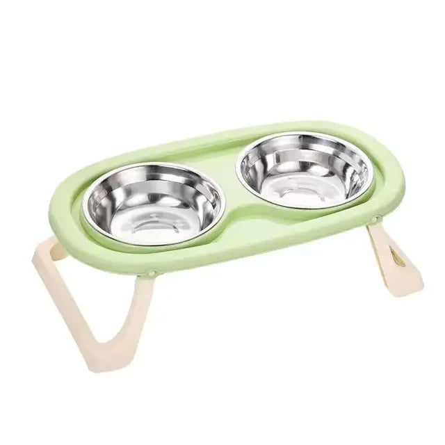 Foldable Cat Bowl Double Pet Bowl Stainless Steel Puppy Dog Feeder Water Food Bowl With Stand Feeding Dish Drinker Pets Supplies