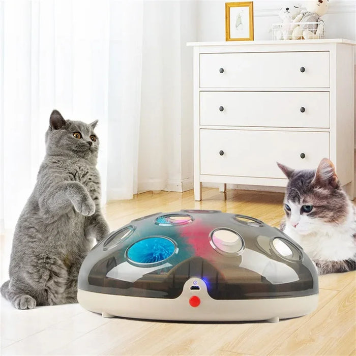 Interactive Electric Turntable Funny Toys For Cats Feather Teaser Rechargeable Maglev Bouncing Catching Kat Game Complexes