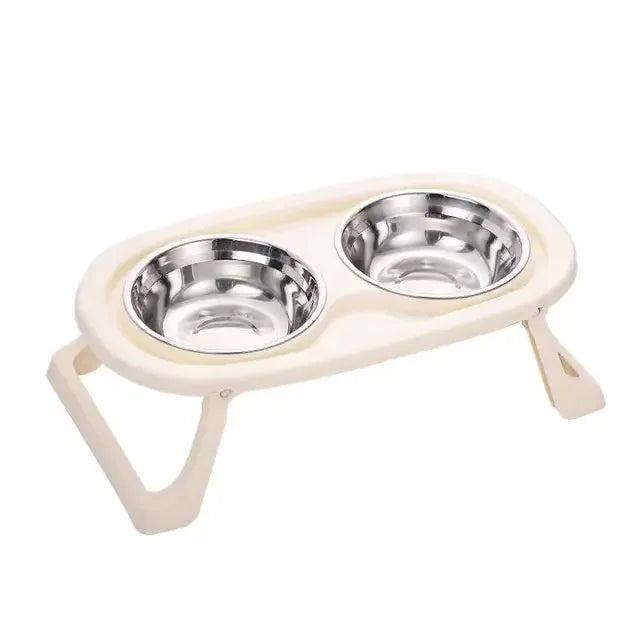 Foldable Cat Bowl Double Pet Bowl Stainless Steel Puppy Dog Feeder Water Food Bowl With Stand Feeding Dish Drinker Pets Supplies