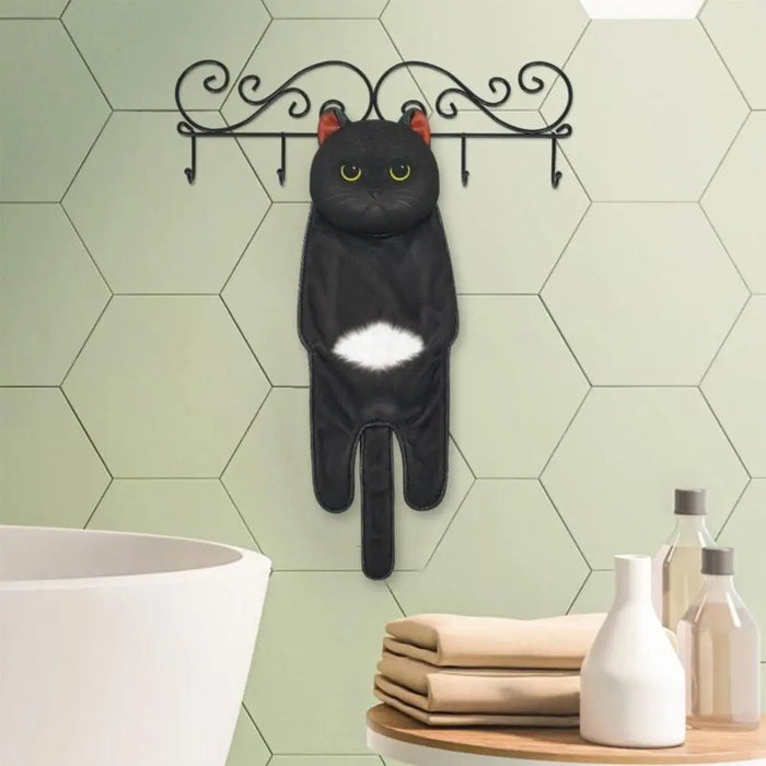 Cute Cat Hand Towel Cute Cat Decor Hanging Washcloths Funny Housewarming Face Towels For Bathroom Kitchen Cats Lovers