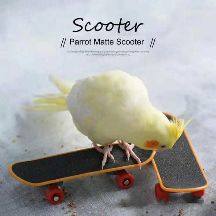 Bird Playtime Accessory Flexible Wheel Parrot Scooter Mini Skateboard Toy for Budgies Parakeets Fun Bird Training Accessories