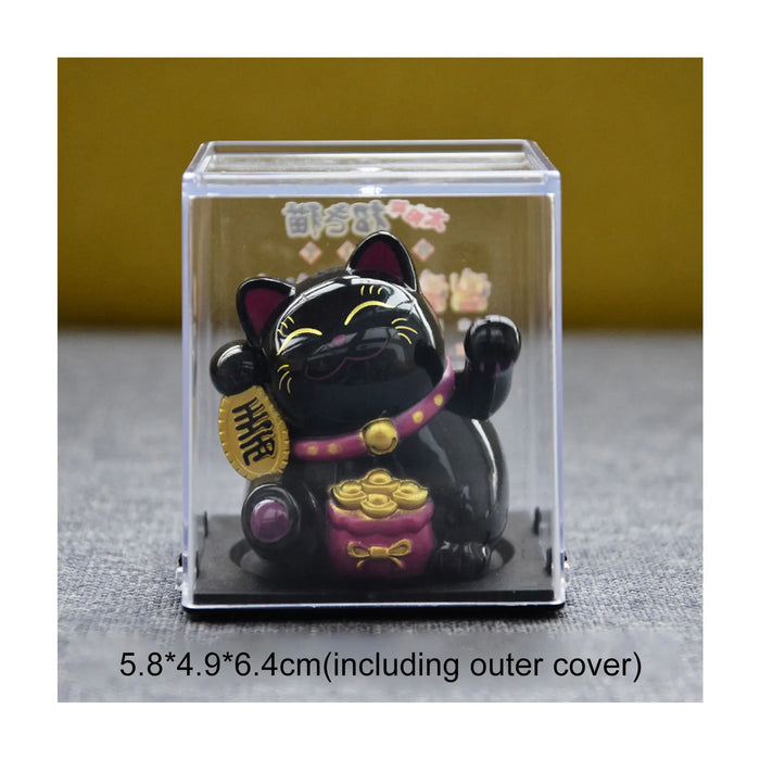 Mini Wealth Waving Hand Cat Chinese Lucky Cat Cartoon Ornament Cute Waving Arm Beckoning Fortune Cat for Car Home Office Decor