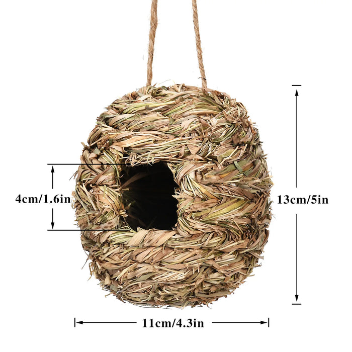 Unique Birdhouse Comfortable Birdhouse Hand-woven Natural Grass Hummingbird House for Garden Outdoor Decoration Window Hideaway