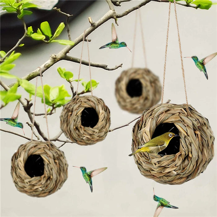 2024 New Birds Nest Bird Cage Grass Egg Cage Bird House Outdoor Decorative Weaved Hanging Parrot Nest Houses Pet Bedroom