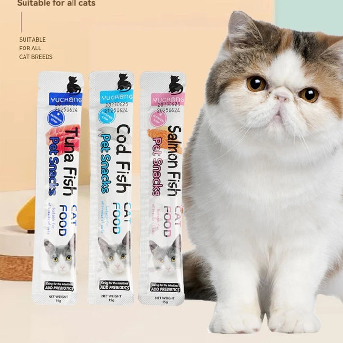 Cat Strips fish Flavored Cat Snacks Nutritional Supplements and Hydration for Adult Young Cat Cat Strips Wet Food for Cats