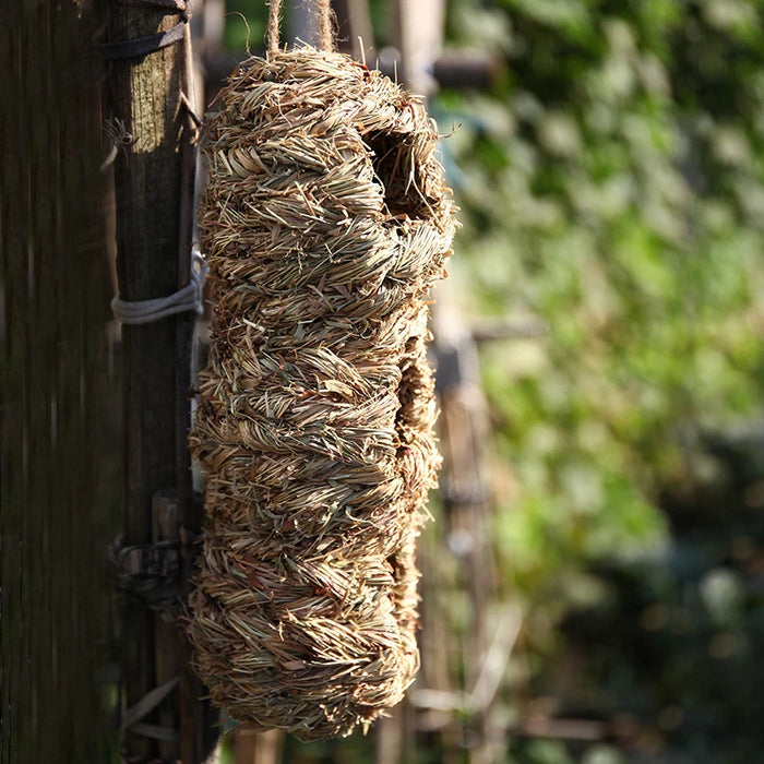 2024 New Birds Nest Bird Cage Grass Egg Cage Bird House Outdoor Decorative Weaved Hanging Parrot Nest Houses Pet Bedroom