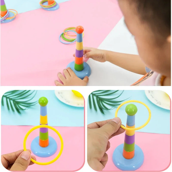 Small Kids Throw Circle Game Ferrule Stacked Toys Fun Indoor Outdoor Parent-Child Interactive Circle Layers Early Education Gift