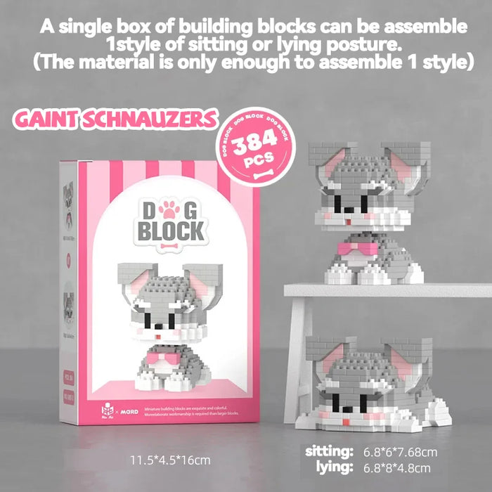 Cute Dog Building Blocks Puppy Pet Model Animal Diy Assemble Bricks Set Poodle Corgi Husky Cartoon Table Decor Gift for Kids