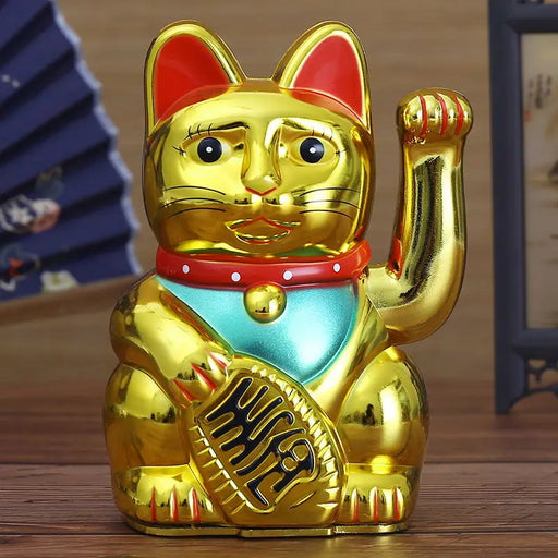 6"H Lucky Cats Chinese Feng Shui Beckoning Cat Wealth White Waving Fortune Gold Silver Black Best Gift for Good Luck Kitty Decor