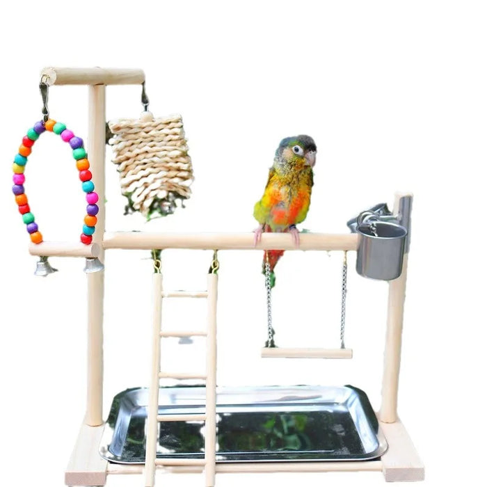 Bird Playground Perch Stand  Feeding Cups Swing Climbing Ladder Parrot Playstand Exercise Playgym For Parakeet Cockatiel Lovebi