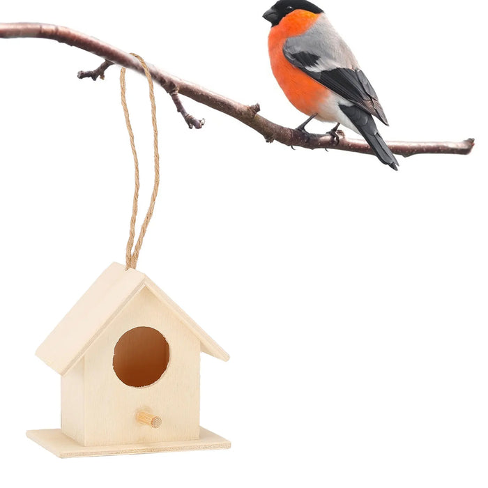 4Pcs Wood Bird Nests Hanging Birdhouse Breeding Box Birds Cage For Garden DIY Decoration