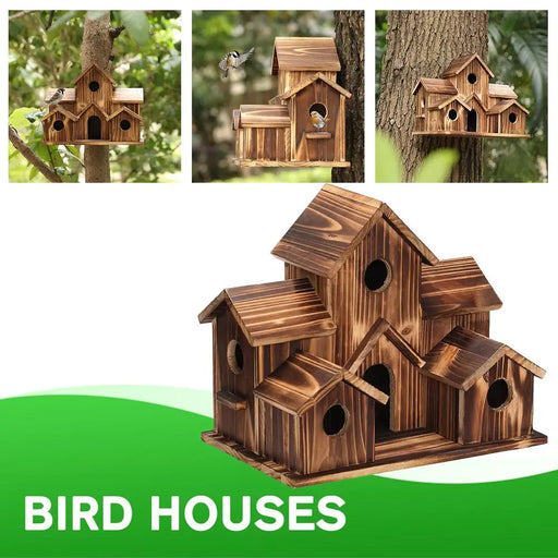 Bird Houses For Outside,outdoor 5 Hole Bird House Room For 5 Bird Families Bluebird Finch Hanging Birdhouse