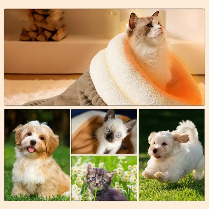 Cat Sleeping Bag Soft Cat Bed Warm Pet Pocket Type Quilt Bed Semi-Enclosed Warming Burrow Cat Bed Dog Bed For Camping