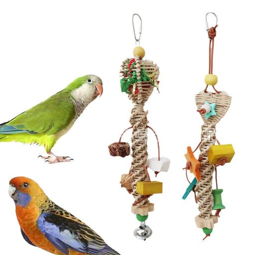 Bird Chewing Toy Chew Bird Toy Rattan Hanging Pet Toy Large Parrot Toys for Finches Cockatoos Budgie Cockatiels Parakeets