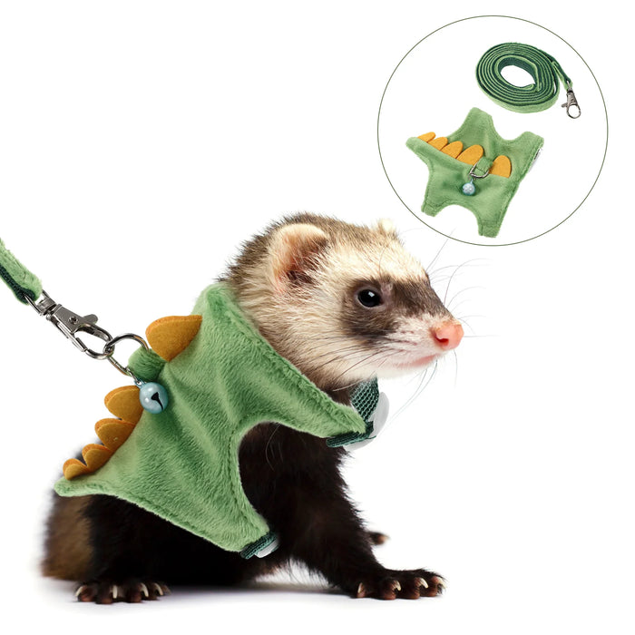 Green Pet Harness Adjustable Small Pets Traction Rope Ferret Leash Collars Harnesses Leashes Pet Products Dog Cat