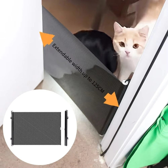 Retractable Indoor Pet Safety Gate Wide, Mesh Fence for Dogs & kitten, Mounting Accessories Included for Doors & Hallways