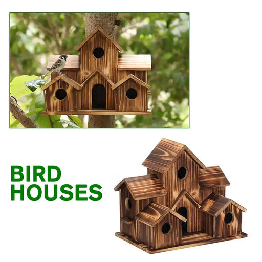 Bird Houses For Outside,outdoor 5 Hole Bird House Room For 5 Bird Families Bluebird Finch Hanging Birdhouse