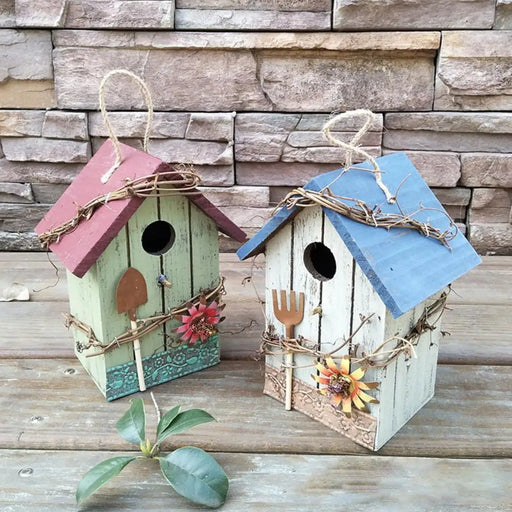 Bird House Birdcage Painting Outdoor Garden Yard Hanging Cottage Feeder Nest Crafts Birdhouse Pet Products Bird Accessories