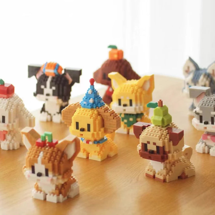 Cute Dog Building Blocks Puppy Pet Model Animal Diy Assemble Bricks Set Poodle Corgi Husky Cartoon Table Decor Gift for Kids