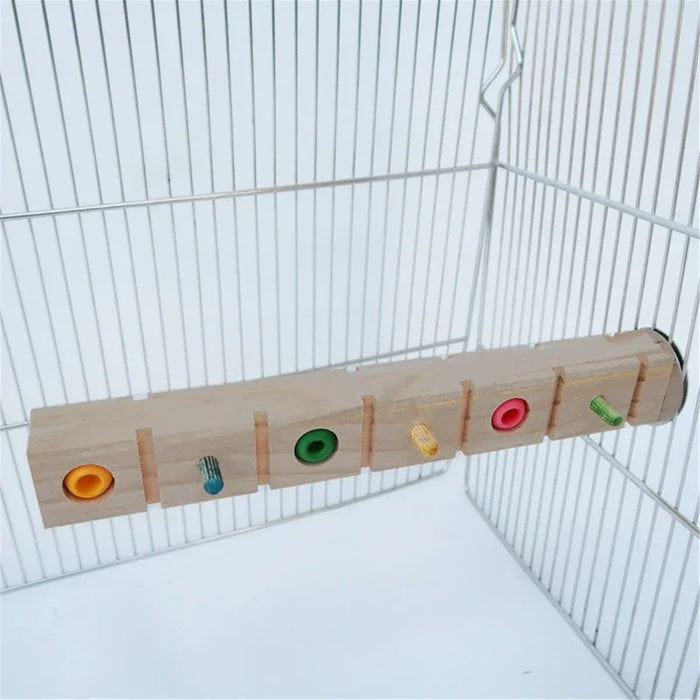 Parrots Perches Stand 19.5/29/33.5cm Wooden Bird Training Standing with Colorful Chewable Bead Multifunction Pet Birds