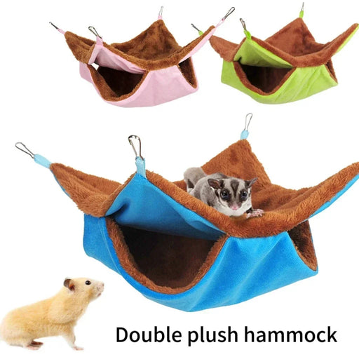 Pet Double-layer Plush Hammock Warm Hamster Hanging Bed Ferret Hanging Bed for Cat Rodents Hammock for Hamster Pets Supplies