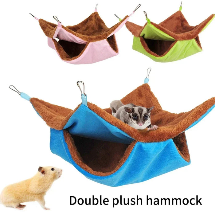 Pet Double-layer Plush Hammock Warm Hamster Hanging Bed Ferret Hanging Bed for Cat Rodents Hammock for Hamster Pets Supplies