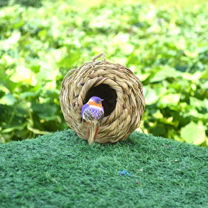 Birds Nest Bird Cage Natural Reed Grass Spherical Hummingbird Nest Outdoor Decorative Weaved Hanging Bird Nest Hous Pet Bedroom