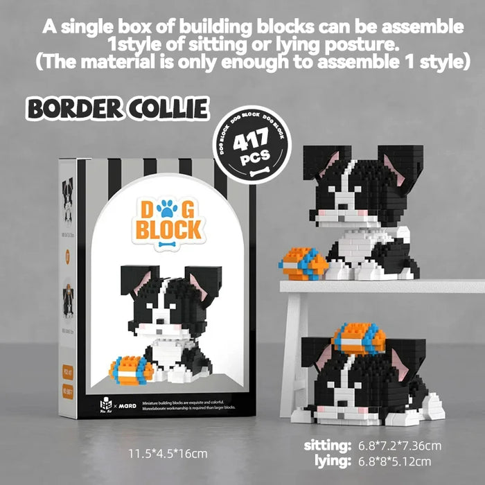 Cute Dog Building Blocks Puppy Pet Model Animal Diy Assemble Bricks Set Poodle Corgi Husky Cartoon Table Decor Gift for Kids