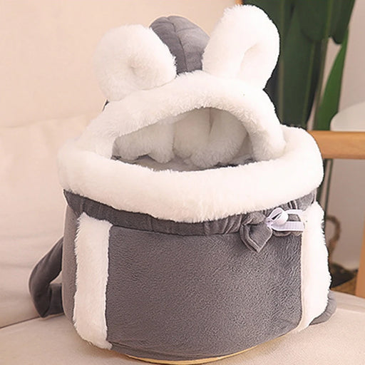 Cat Backpack Carrier Winter Warm Soft Plush Carry Pets Cage for Outdoor Travel Walking Cute Pets Backpack for Indoor Outdoor