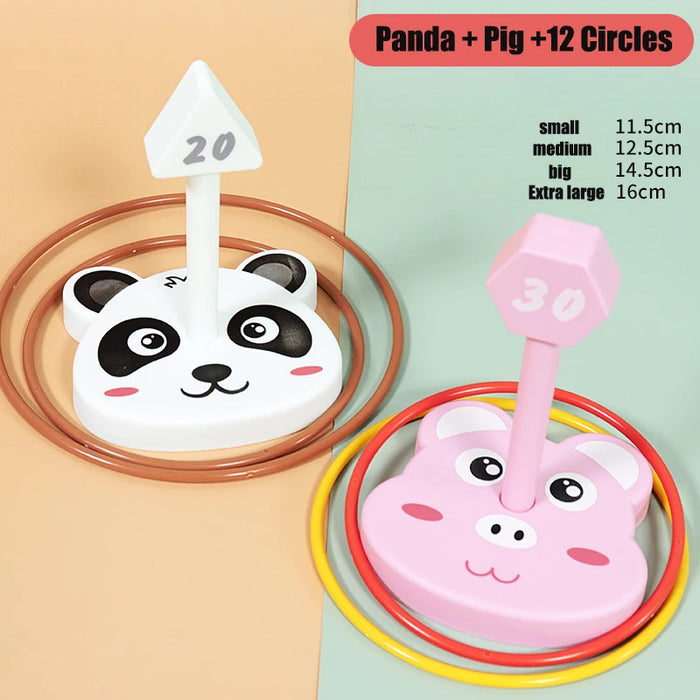 Children Throw Circle Game Cartoon Animal Ferrule Stacked Toys Indoor Outdoor Parent-Child Interactive Early Education Gift