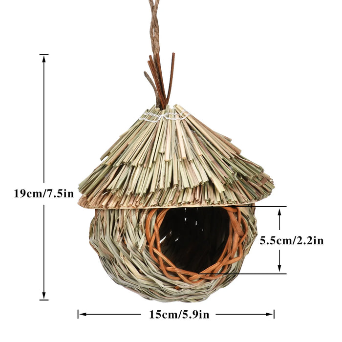 Unique Birdhouse Comfortable Birdhouse Hand-woven Natural Grass Hummingbird House for Garden Outdoor Decoration Window Hideaway