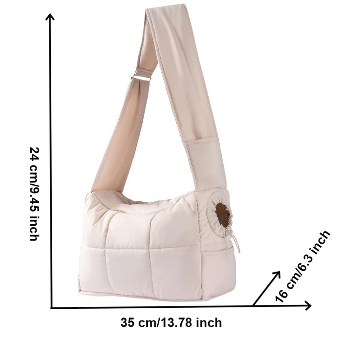 Pet Carrier Shoulder Bag Cat Carrier Sling Bag Winter Outdoor Puppy Travel Bag Portable Warm Cat Walking Bag
