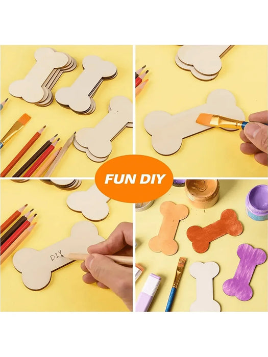 10 Wooden Dog Bones Hollow Wooden Dog Claw Cut Wooden Handicraft DIY Project,Party Decoration Painting And Handmade 10cm / 4inch