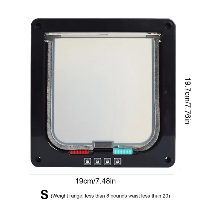 Dog Cat Flap Door with 4 Way Security Lock Transparent ABS Plastic Gate Four sizes（S/M/L/XL） Flap Doors Cat & Puppy Safety Gate