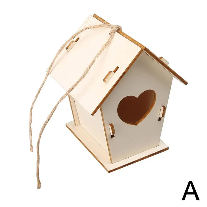 Wooden DIY Bird Nest House Outdoor Hanging Birdhouse Box For Hummingbird Outdoor Cages Garden Yard Decoration 2025