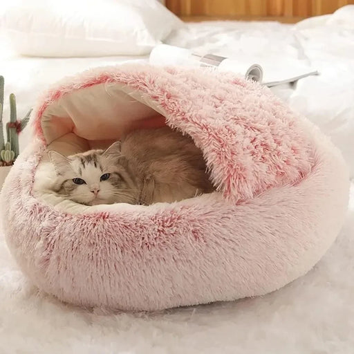 Semi Enclosed Pet Sleep Bags Long Round Cat Cushion Soft Plush 2 In 1 Warms Cats Beds Simple Comfort Warm Puppy Sleeping Nest