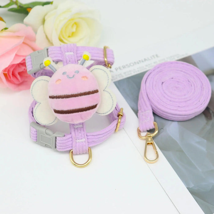 Pet harness and leash set, adjustable, comfortable and breathable, suitable for cats and small dogs