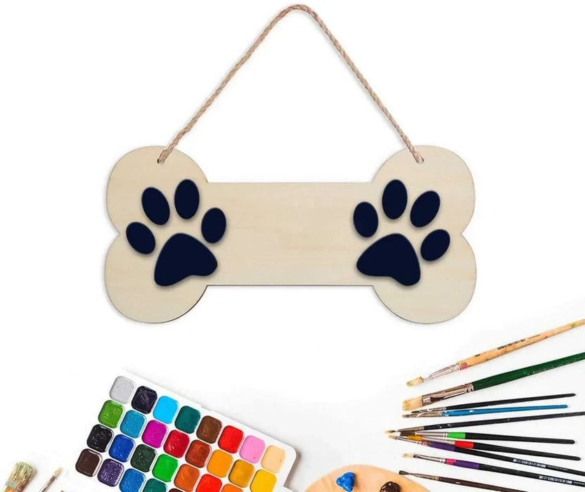Dog Bone Wooden Blank Hanging Wood Sign, DIY Craft, Painting Project Dog Bone Wood Sign with Rope Door Wall Art, Party Decor