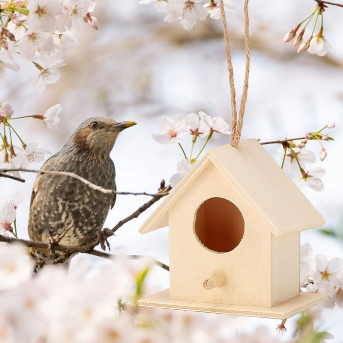 4Pcs Wood Bird Nests Hanging Birdhouse Breeding Box Birds Cage For Garden DIY Decoration