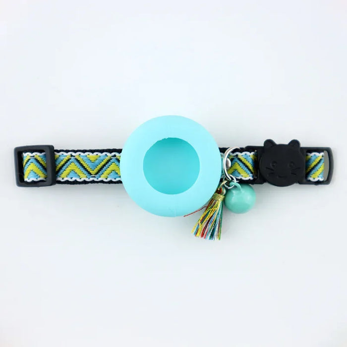 Cat/dog AirTag collar with ethnic style woven collar and tassel silicone anti loss pet collar