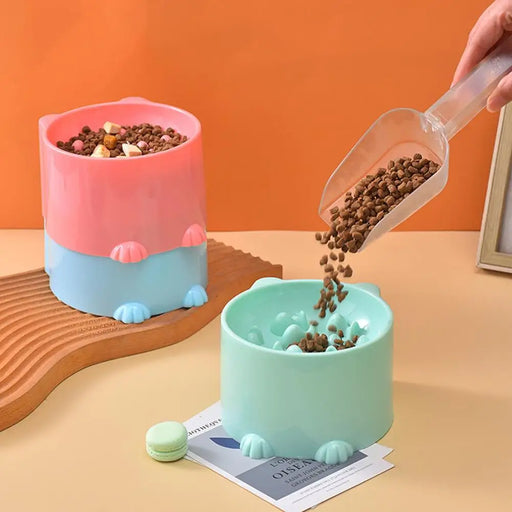 Cat Bowl  Slow Feeder Anti Choking Tall Feet Cartoon Shape Large Capacity Neck Protector Pet Dog Food Dispenser Water Bowl