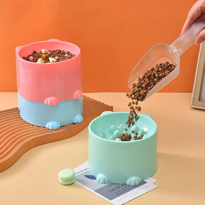 Cat Bowl  Slow Feeder Anti Choking Tall Feet Cartoon Shape Large Capacity Neck Protector Pet Dog Food Dispenser Water Bowl