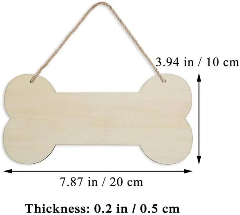 Dog Bone Wooden Blank Hanging Wood Sign, DIY Craft, Painting Project Dog Bone Wood Sign with Rope Door Wall Art, Party Decor