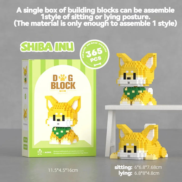 Cute Dog Building Blocks Puppy Pet Model Animal Diy Assemble Bricks Set Poodle Corgi Husky Cartoon Table Decor Gift for Kids