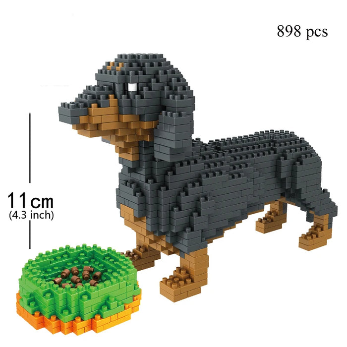 Dachshund Dog Model Micro Mini Building Blocks Set Educational Recreation Toys Pet Lover Gift Decoration Bricks Party Gift
