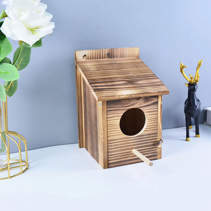 Wooden Bird House Outdoor Weatherproof Parrot Bird Nest Breeding Sleeping Box Paint Decorative DIY Storage Hanging Birdhouse