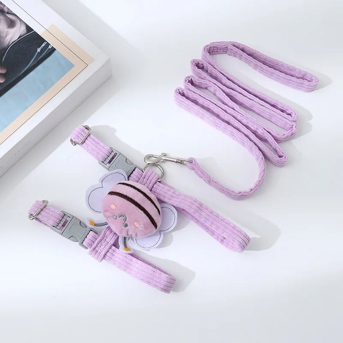 Pet harness and leash set, adjustable, comfortable and breathable, suitable for cats and small dogs