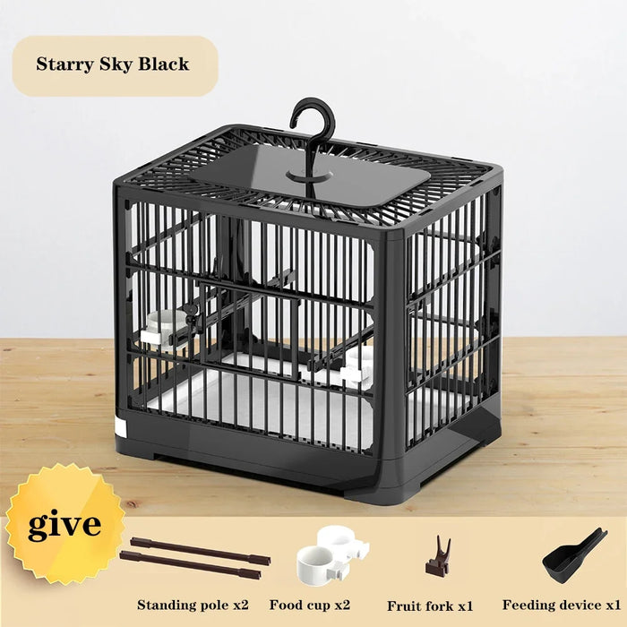 Portable Bird Container Bird Travel Carrier Bird Cage with Handle Large Space Breathable Foldable Bird Cage Set Bird Accessories