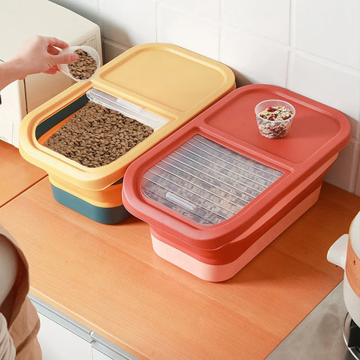 Pet Cat And Dog Food Storage Bucket Large Capacity Folding Sealed Storage Moisture-Proof Thickening Design Durable